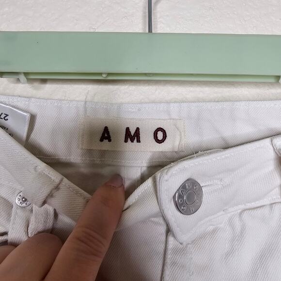 AMO size 27 Denim High Rise Bella White Oak Jeans W/ Undone Hem For Women - Picture 4 of 8